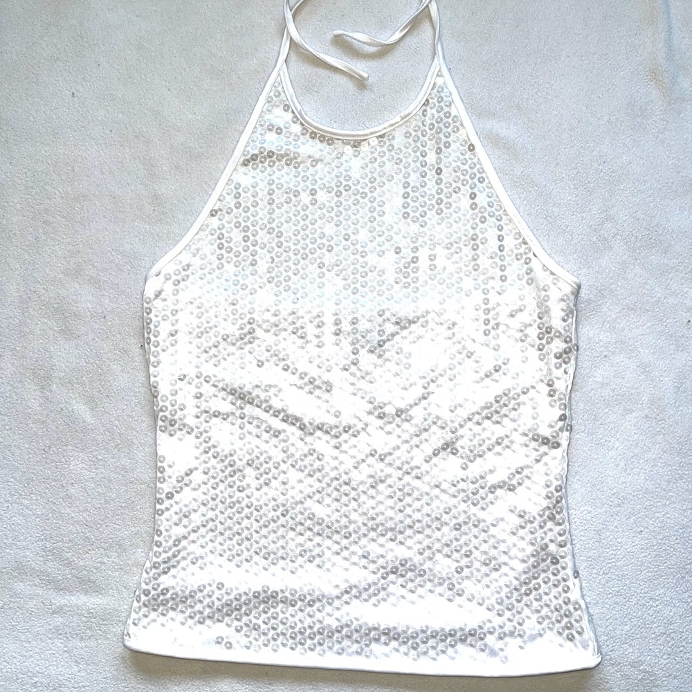 Sequins cropped halter top